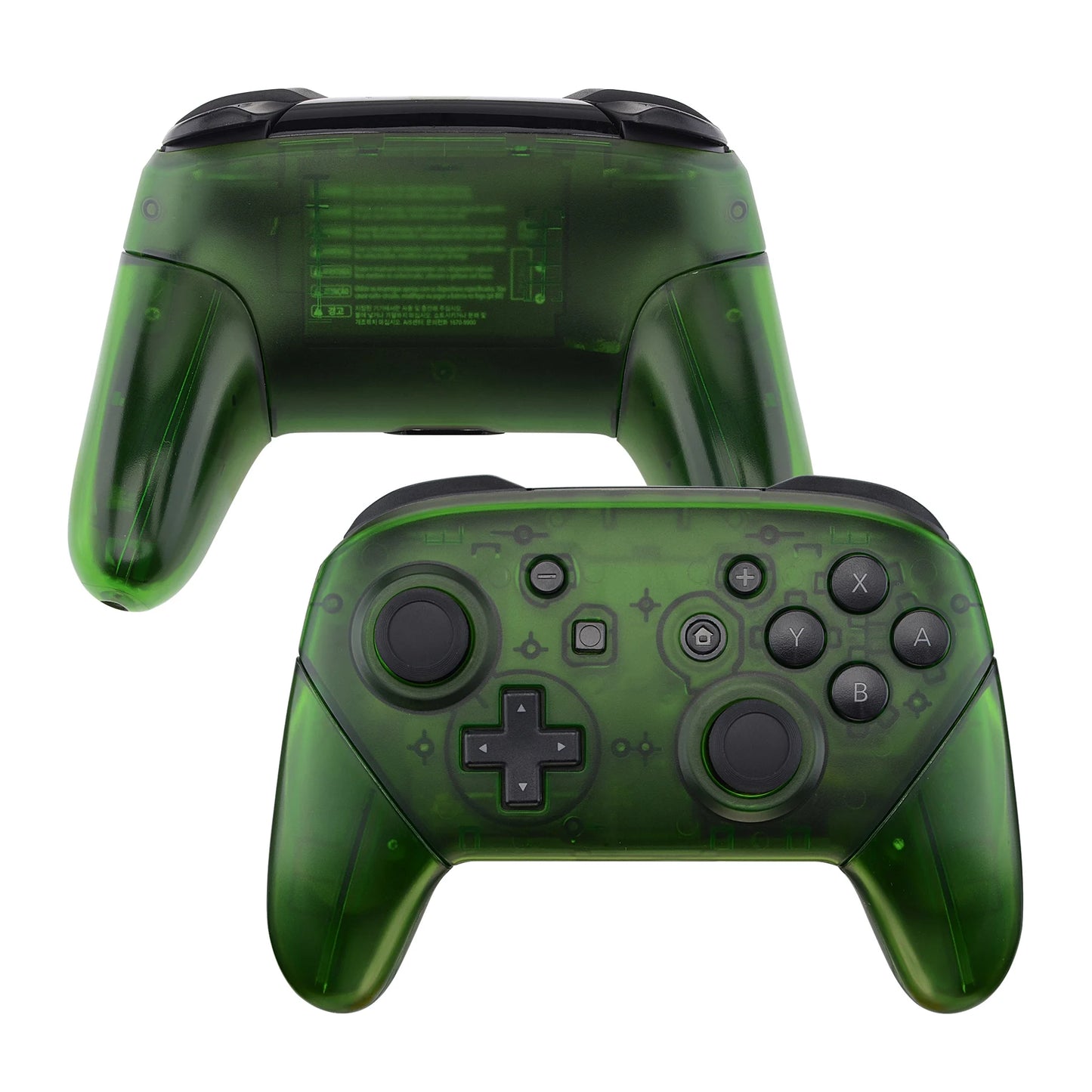 eXtremeRate Full Set Housing for NS Switch Pro Controller, Faceplate Backplate with Handles - Transparent & Single Seires