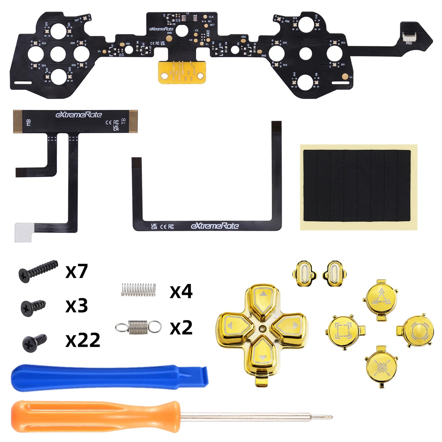 eXtremeRate Multi-Colors RGB Luminated D-pad Action Create Option Home Face Buttons D&F LED Kit for ps5 Edge Controller