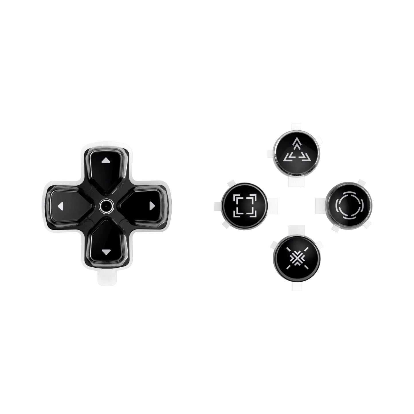 eXtremeRate Custom Dpad Action Buttons Three-Tone Black & Clear with Symbols D-pad Face Buttons Compatible with ps5 Controller