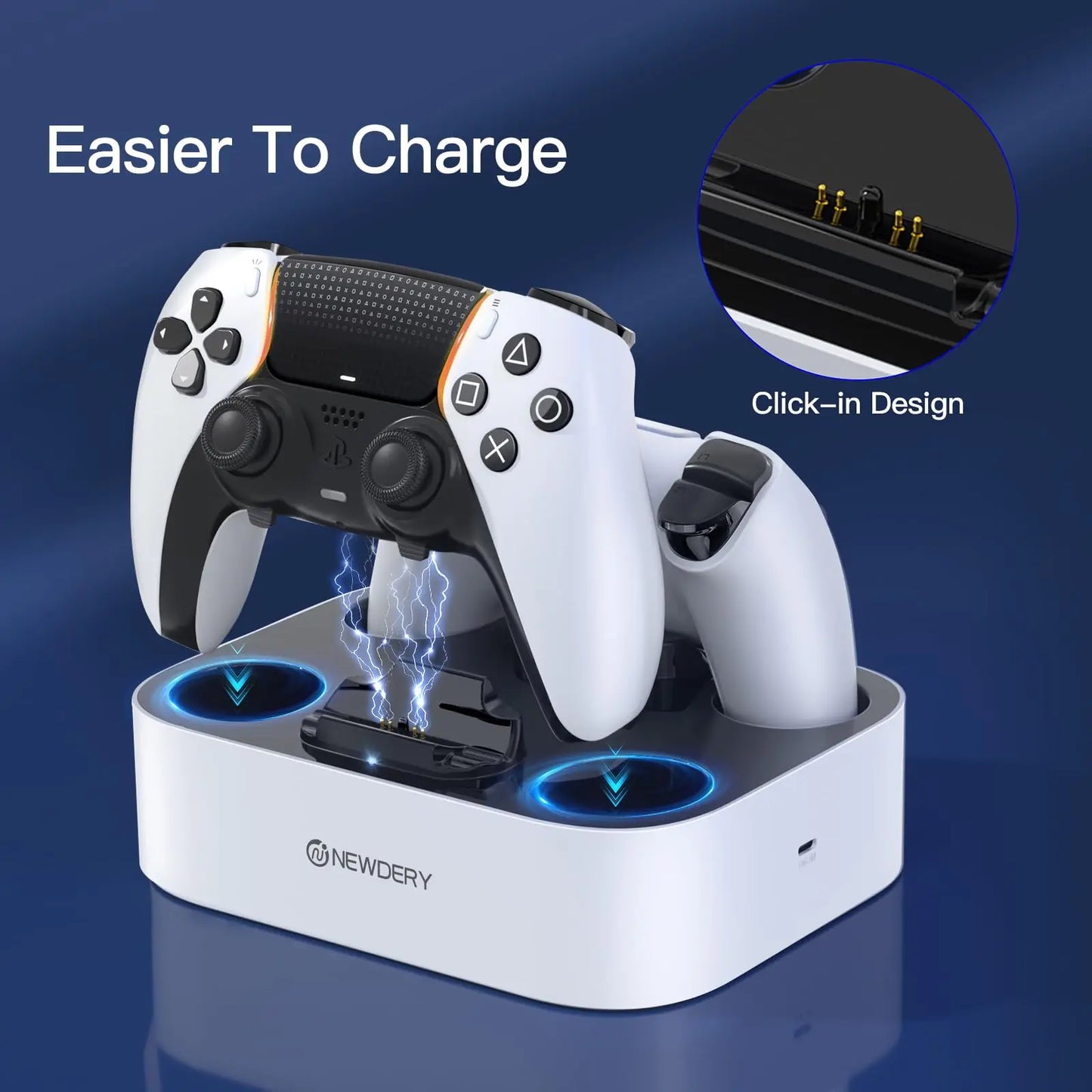 NEWDERY Controller Charger Station for PS5 Controller Fast Charging Dock
