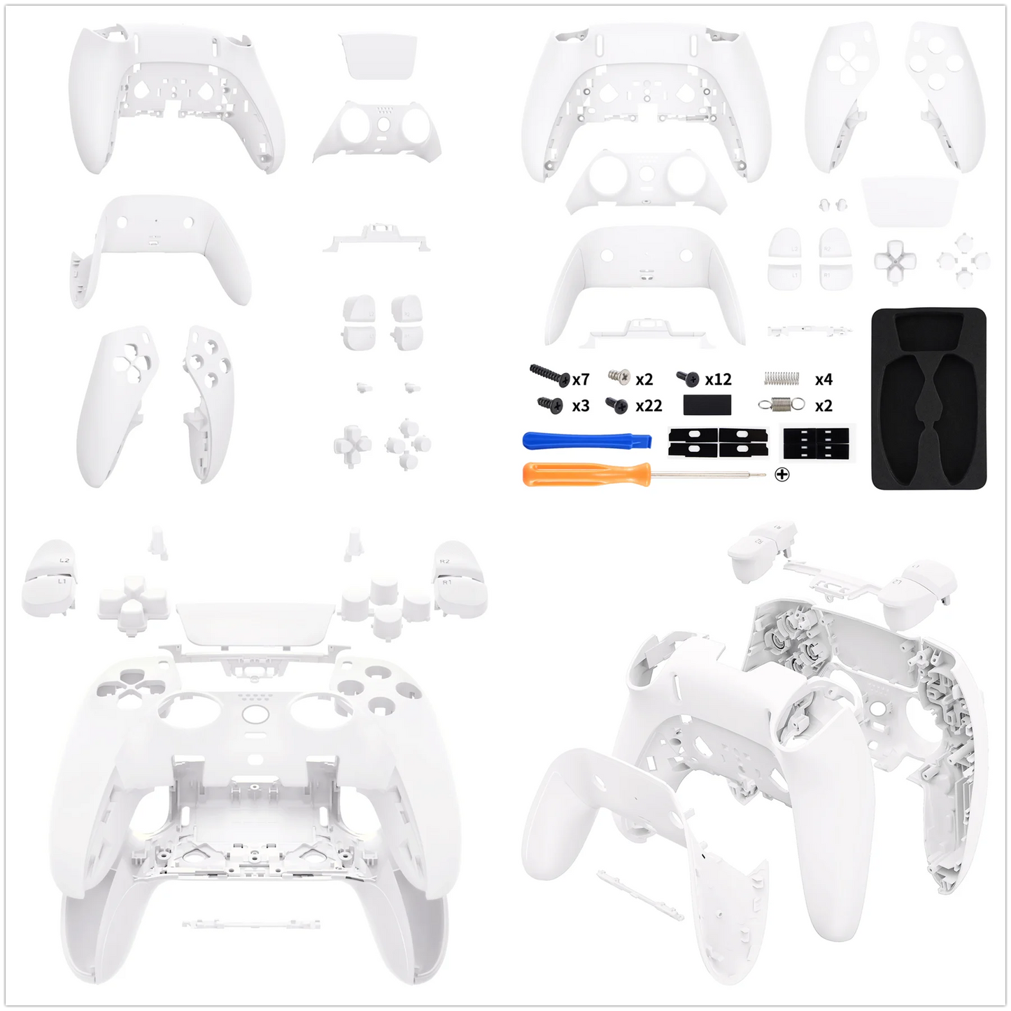 eXtremeRate Black Full Set Housing Shell with Buttons Touchpad Cover for ps5 Edge Controller - Single & Transparent Series
