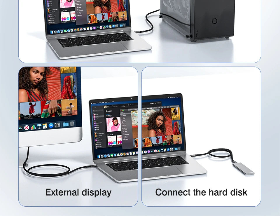 UGOURD 80Gbps Thunderbolt 5 Cable Certified Chip USB-C 20Gbps 240W 16K