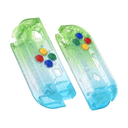 eXtremeRate DIY Replacement Shell Case for NS Switch & OLED JoyCon - Translucent Green Blue