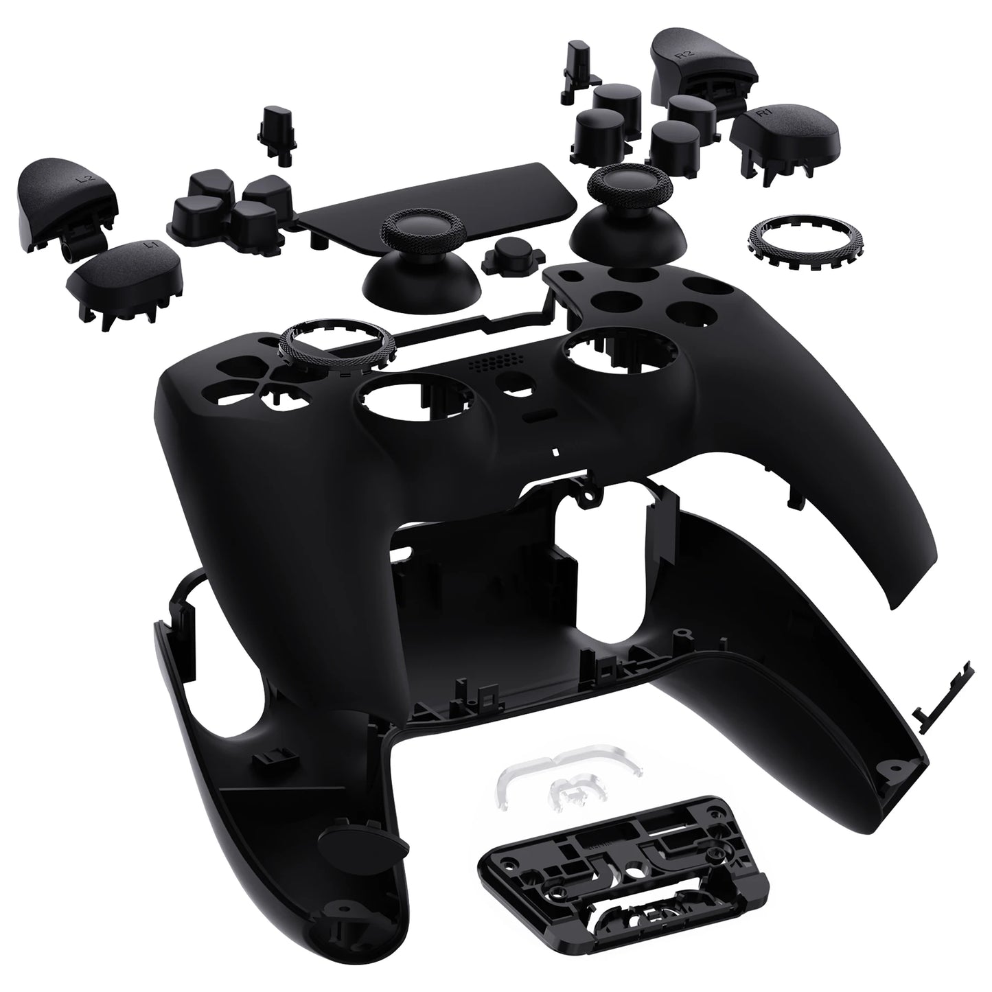 eXtremeRate Luna Redesigned Full Set Housing Shell Buttons Touchpad Cover Compatible with ps5 Controller BDM-060 - Black