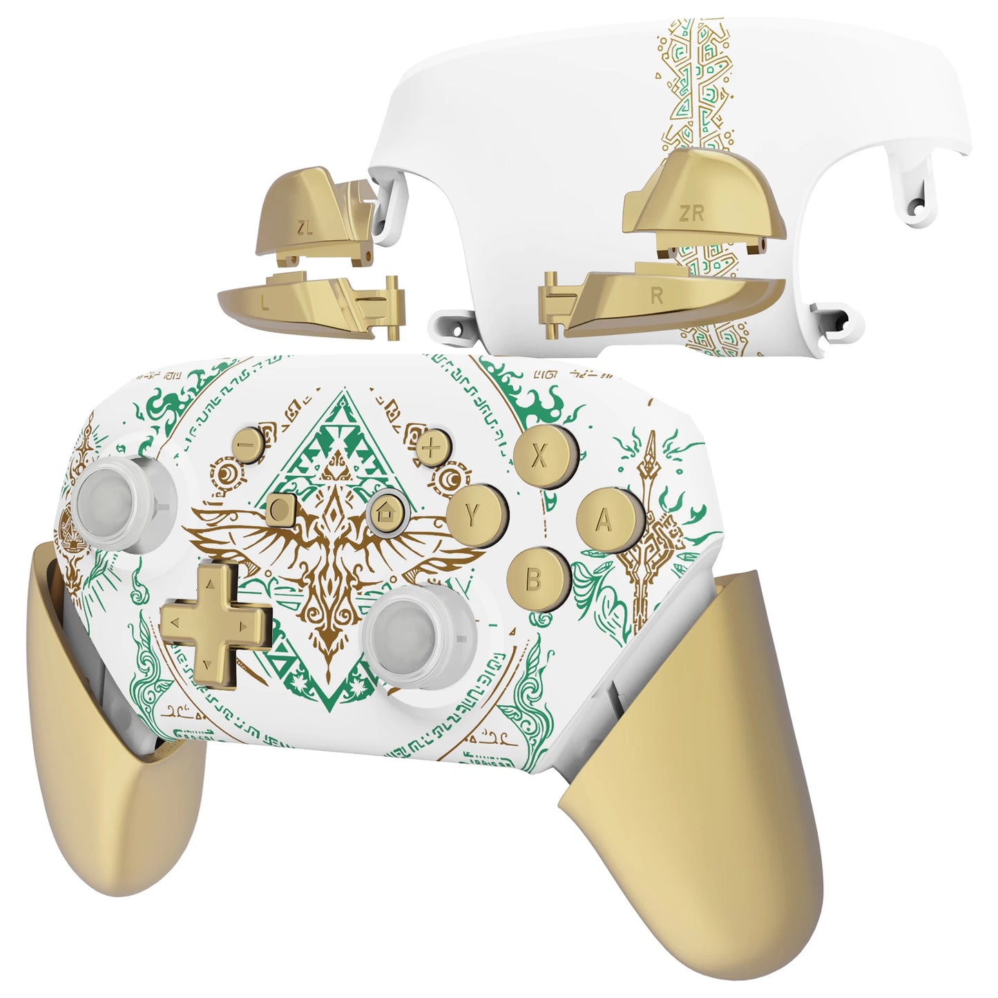 eXtremeRate Replacement Housing Shell with Buttons for Nintendo Switch Pro - Totem of Kingdom (Glow in Dark)