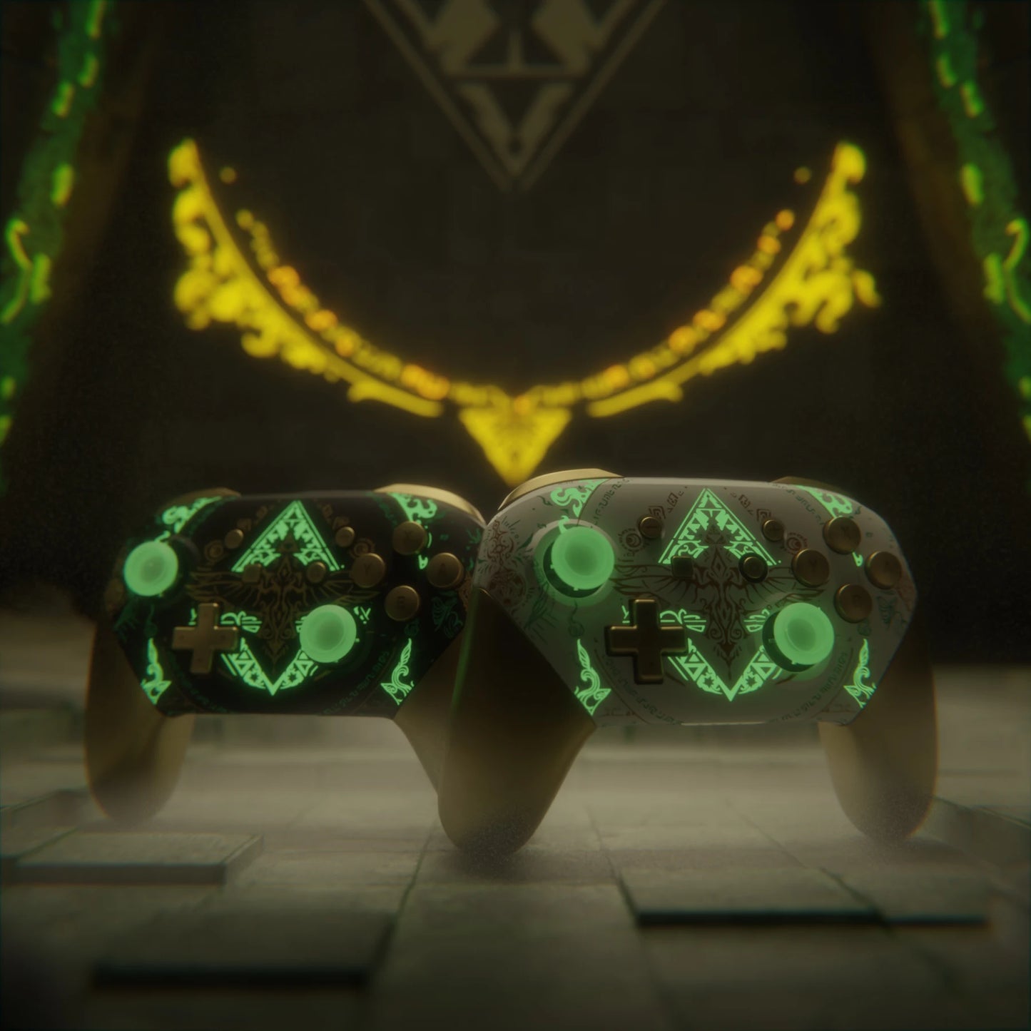 eXtremeRate Replacement Housing Shell with Buttons for Nintendo Switch Pro - Totem of Kingdom (Glow in Dark)