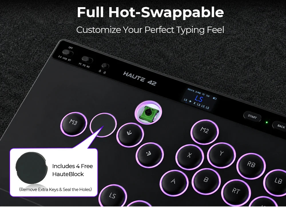 Haute42 W-P1 Wired/2.4G Wireless Hitbox Leverless Controller For PC/PS5/Switch