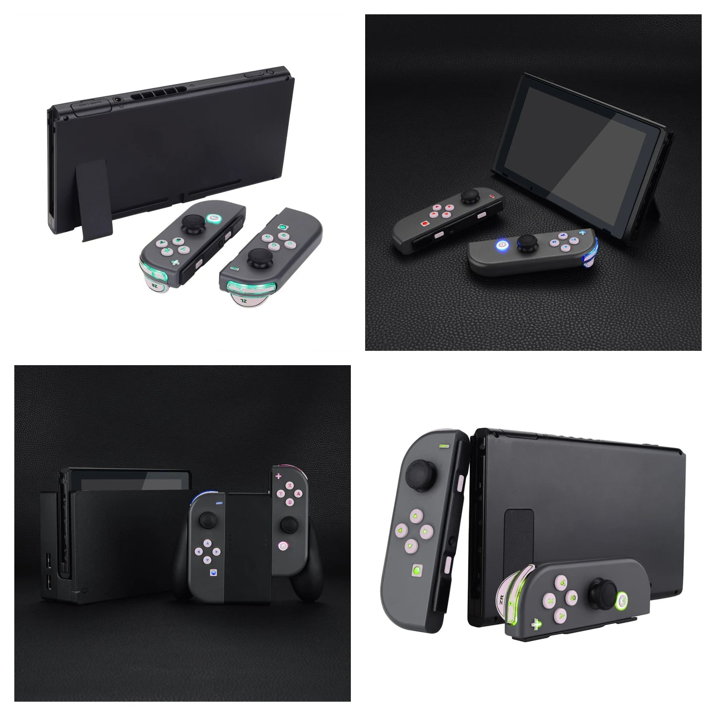 eXtremeRate 7 Colors 9 Modes DFS LED Kit Multi-Colors Luminated Classical Symbols Face Buttons for NS Switch & OLED JoyCon