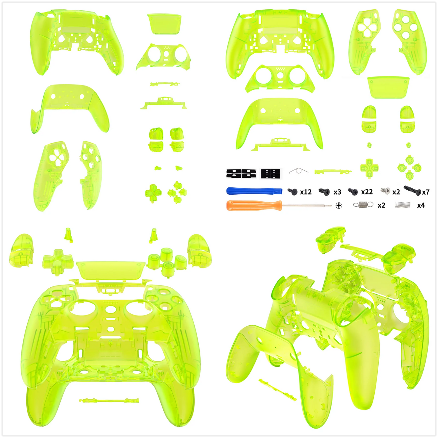 eXtremeRate Black Full Set Housing Shell with Buttons Touchpad Cover for ps5 Edge Controller - Single & Transparent Series