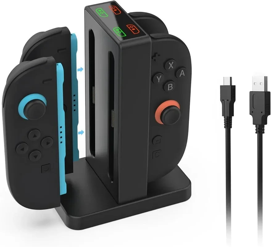 Magnetic Connection LED Indicator Charging Dock for Switch 2 JoyCons Controller Detachable Dock Station with 4 Charging Slots