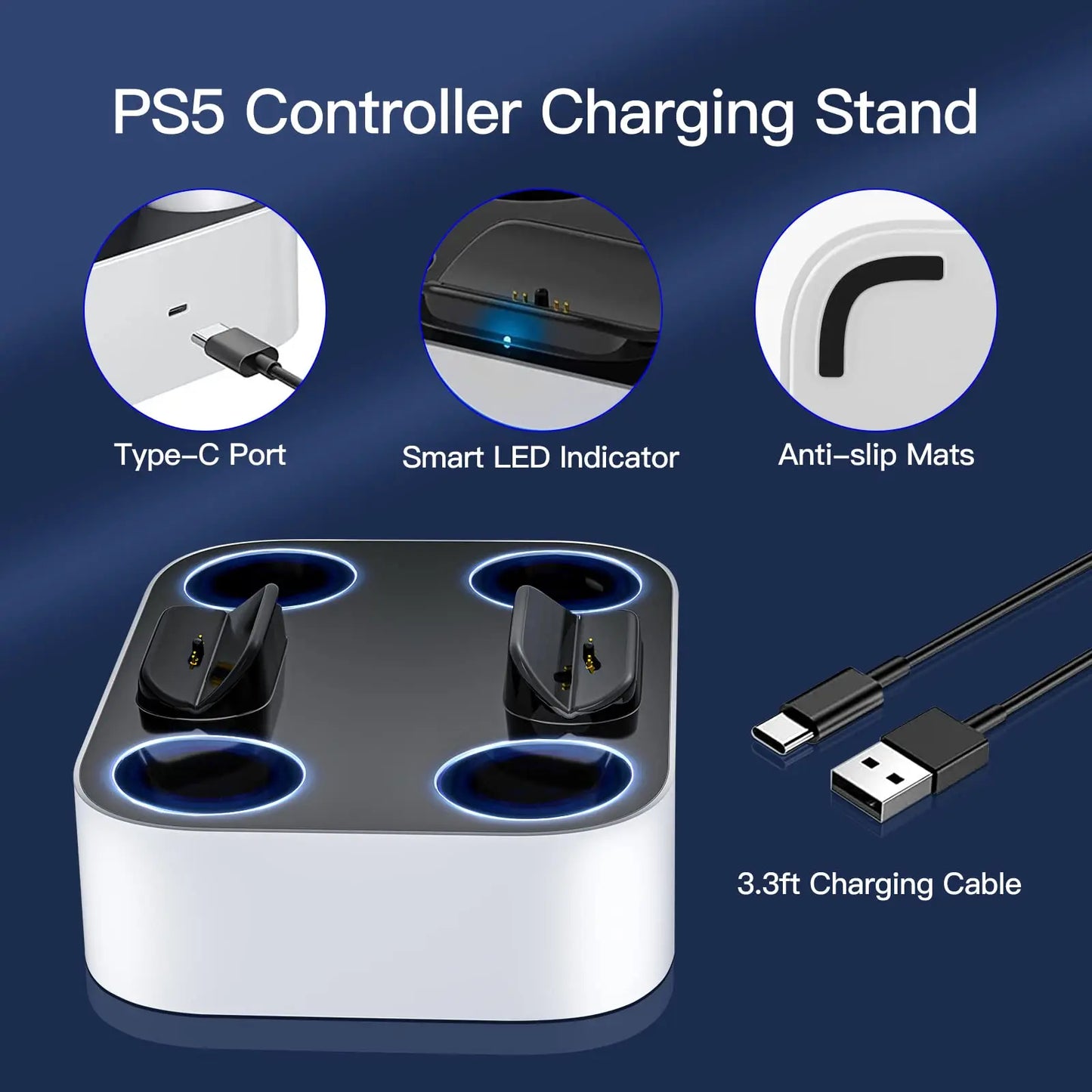 NEWDERY Controller Charger Station for PS5 Controller Fast Charging Dock