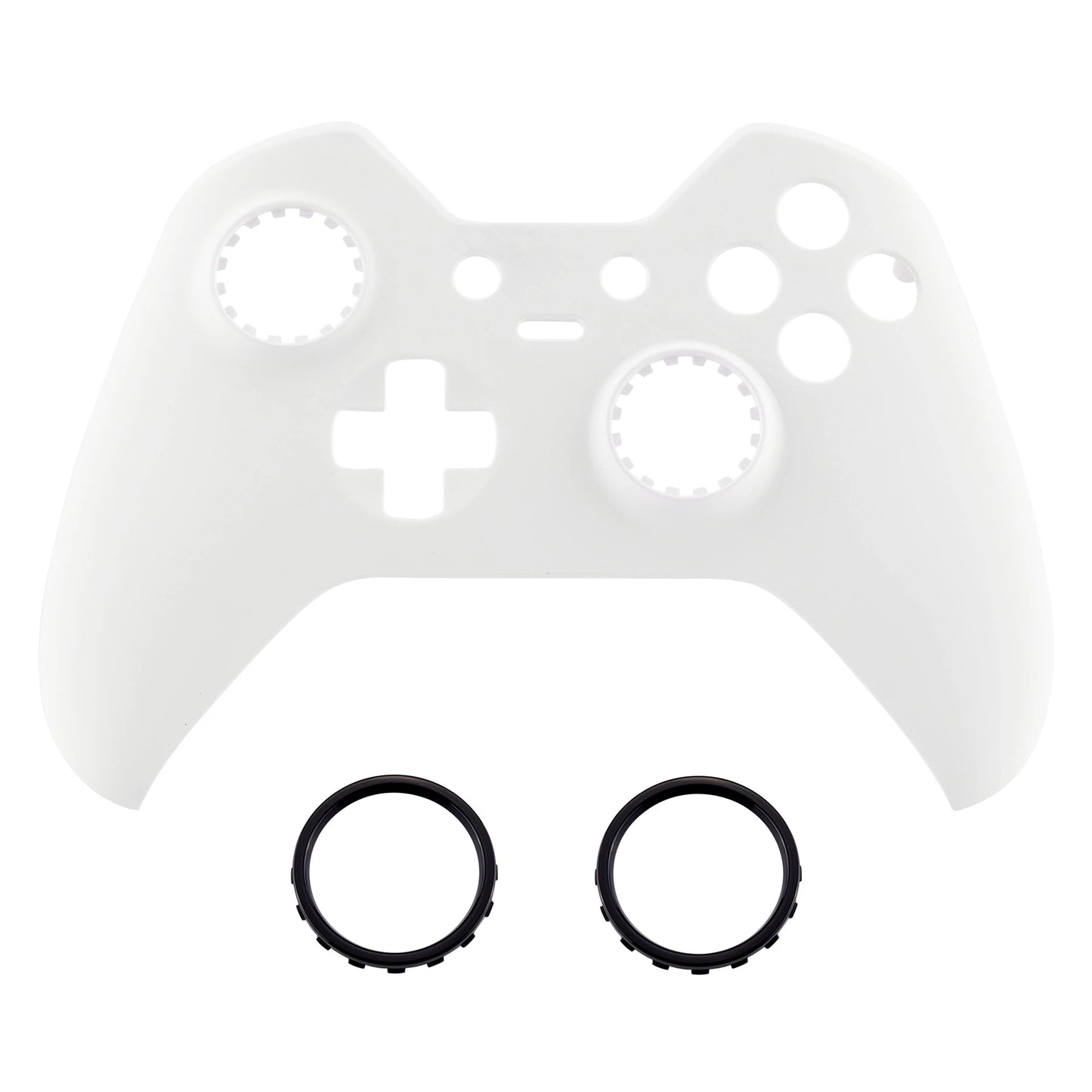 eXtremeRate Front Housing Shell for Xbox One Elite Controller With Accent Rings - White & Chrome Gold & Textured Orange