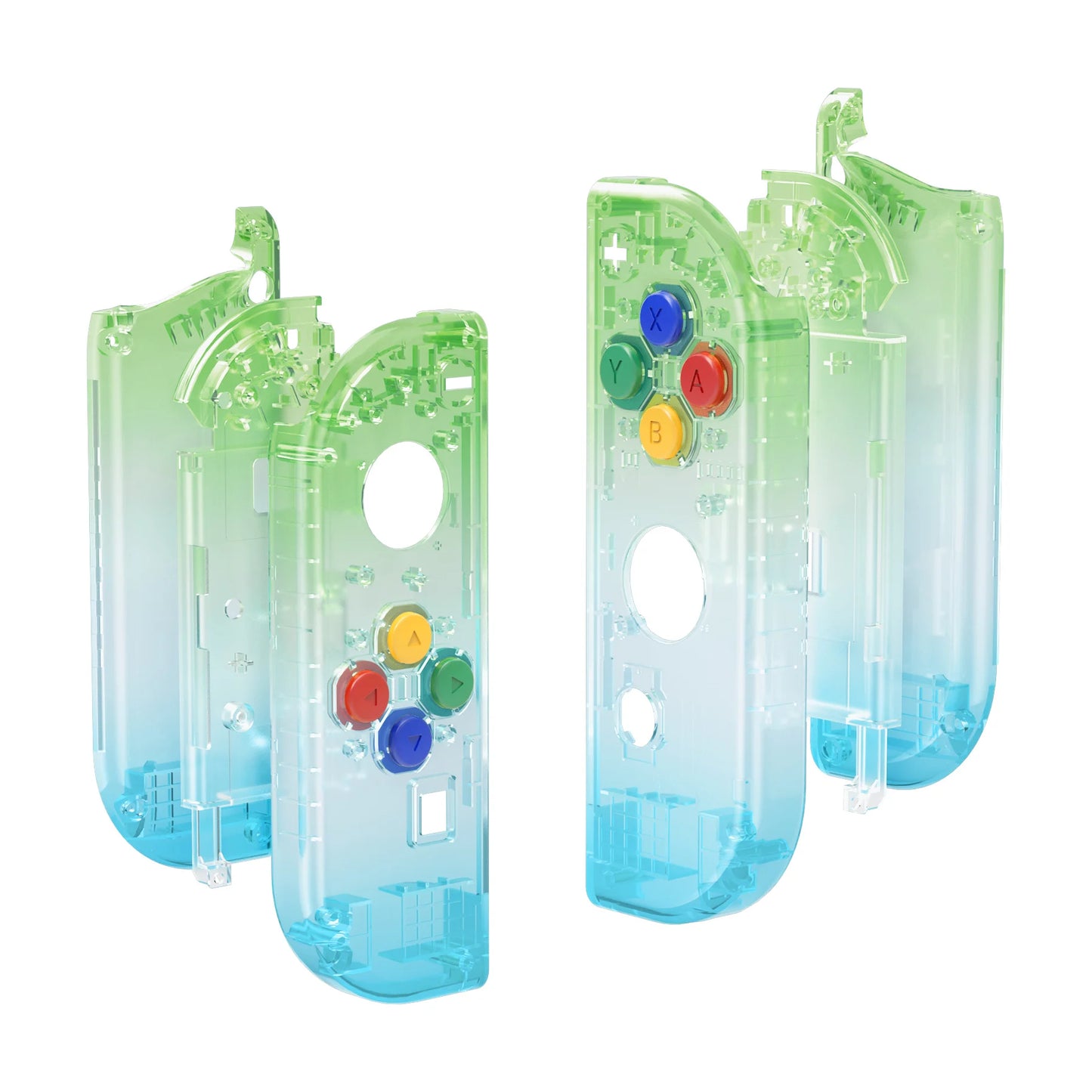 eXtremeRate DIY Replacement Shell Case for NS Switch & OLED JoyCon - Translucent Green Blue