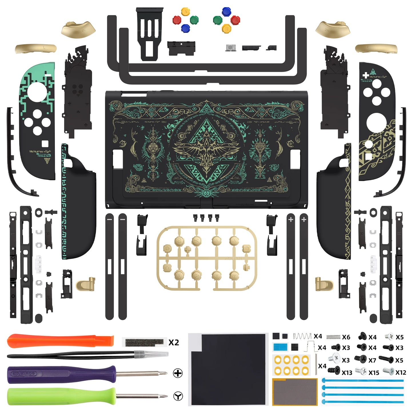 eXtremeRate DIY Replacement Shell Buttons for Nintendo Switch 2, Full Set Housing w/Buttons for Joycon 2 - Wood Grain