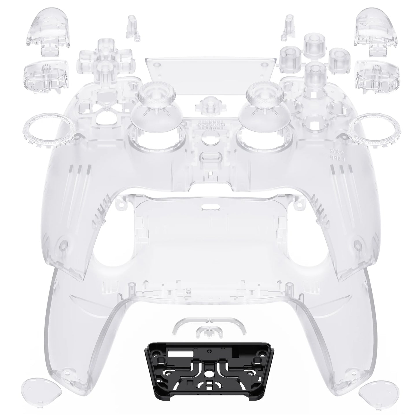 eXtremeRate Luna Redesigned Full Set Housing Shell Buttons Touchpad Cover for ps5 Controller BDM-030/040/050 - Clear Series