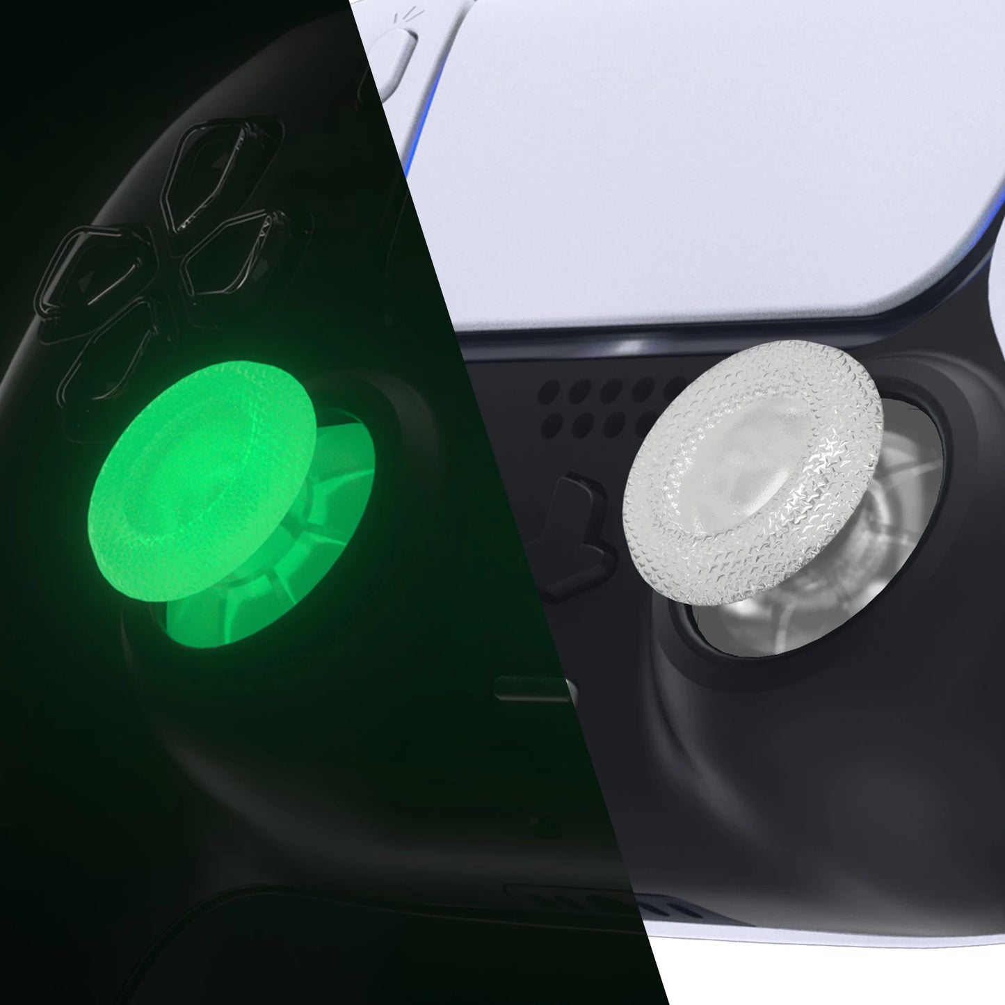eXtremeRate 2 PCS Clear 3D Joystick Caps for PS5 for PS4 All Model Controllers Replacement Thumbsticks Analog Thumb Sticks Grip
