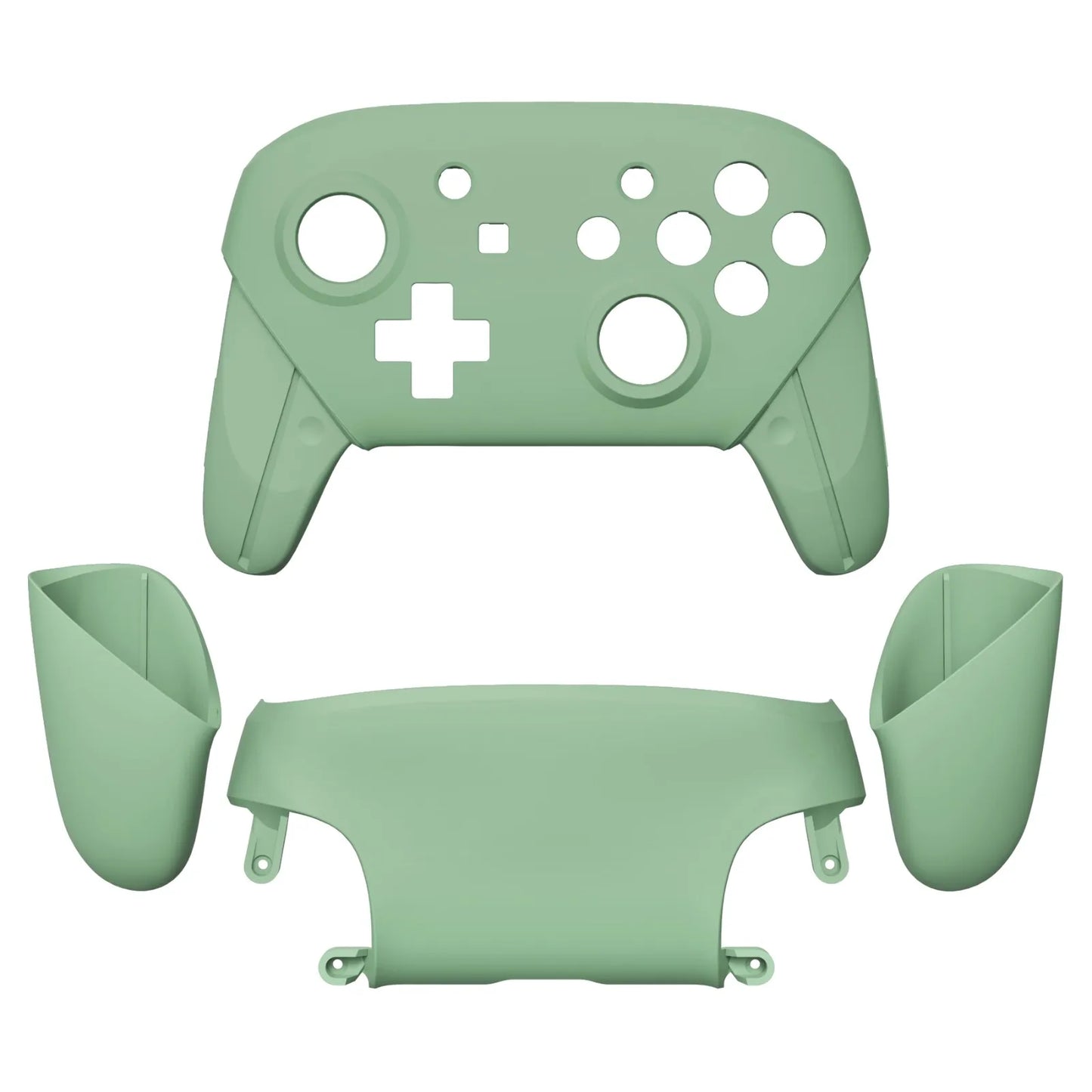 eXtremeRate Full Set Housing for NS Switch Pro Controller, Faceplate Backplate with Handles - Transparent & Single Seires