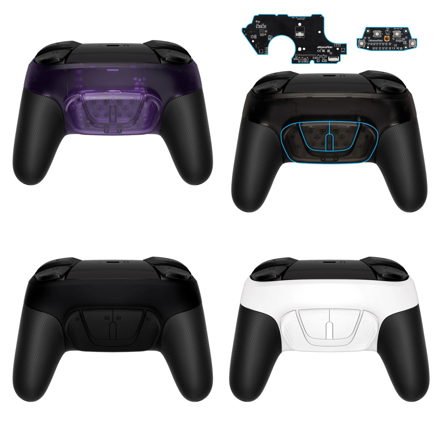 eXtremeRate Programable RISE4 Remap Kit for Nintendo Switch Pro Controller, Upgrade Board Back Shell & Back Buttons - 4 colors