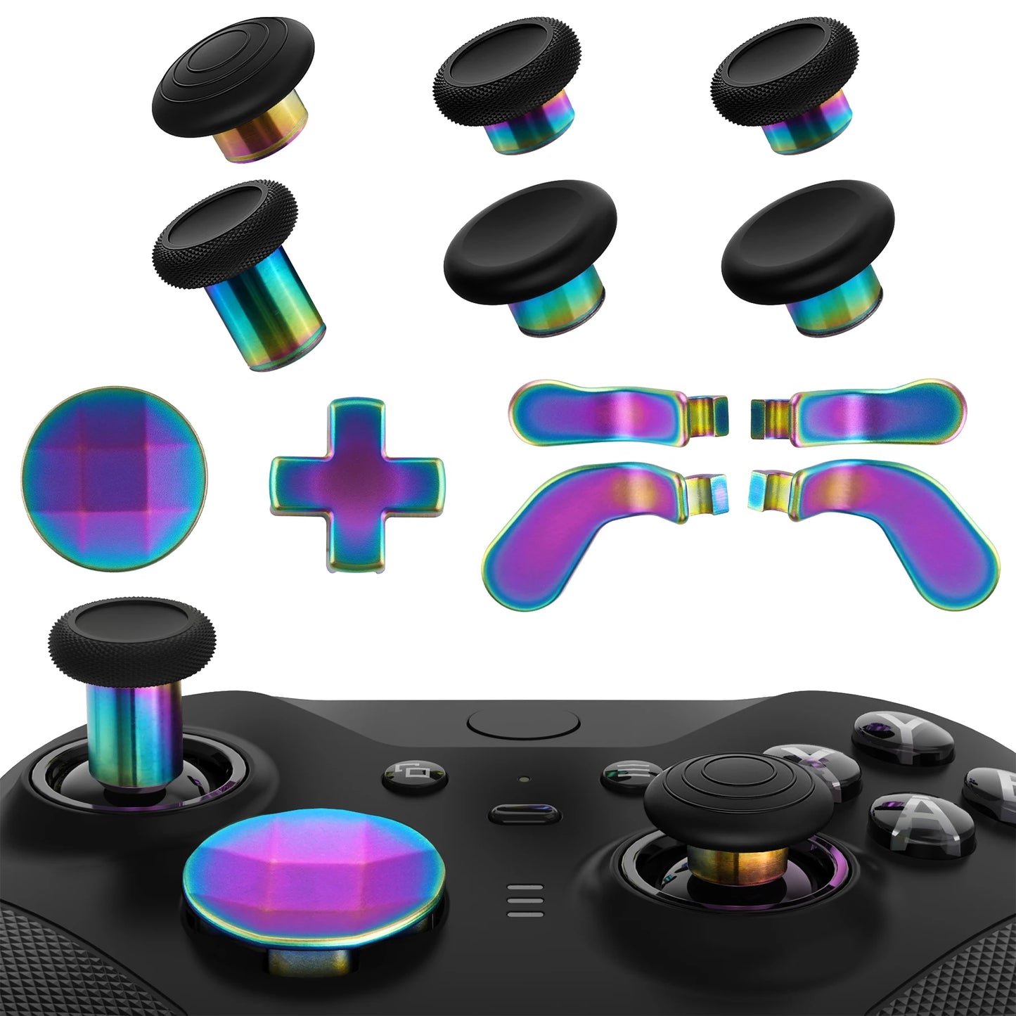 eXtremeRate Metal Thumbsticks & Adjustment Tool, D-Pads, Paddles for Xbox Elite Series 2 Controller, 13 in 1 Component Pack Kit