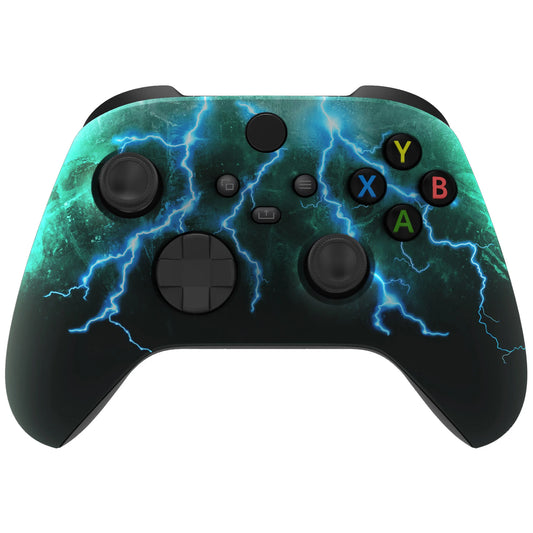 eXtremeRate Replacement Front Housing Shell for Xbox Series X & S Controller - Green Storm Thunder