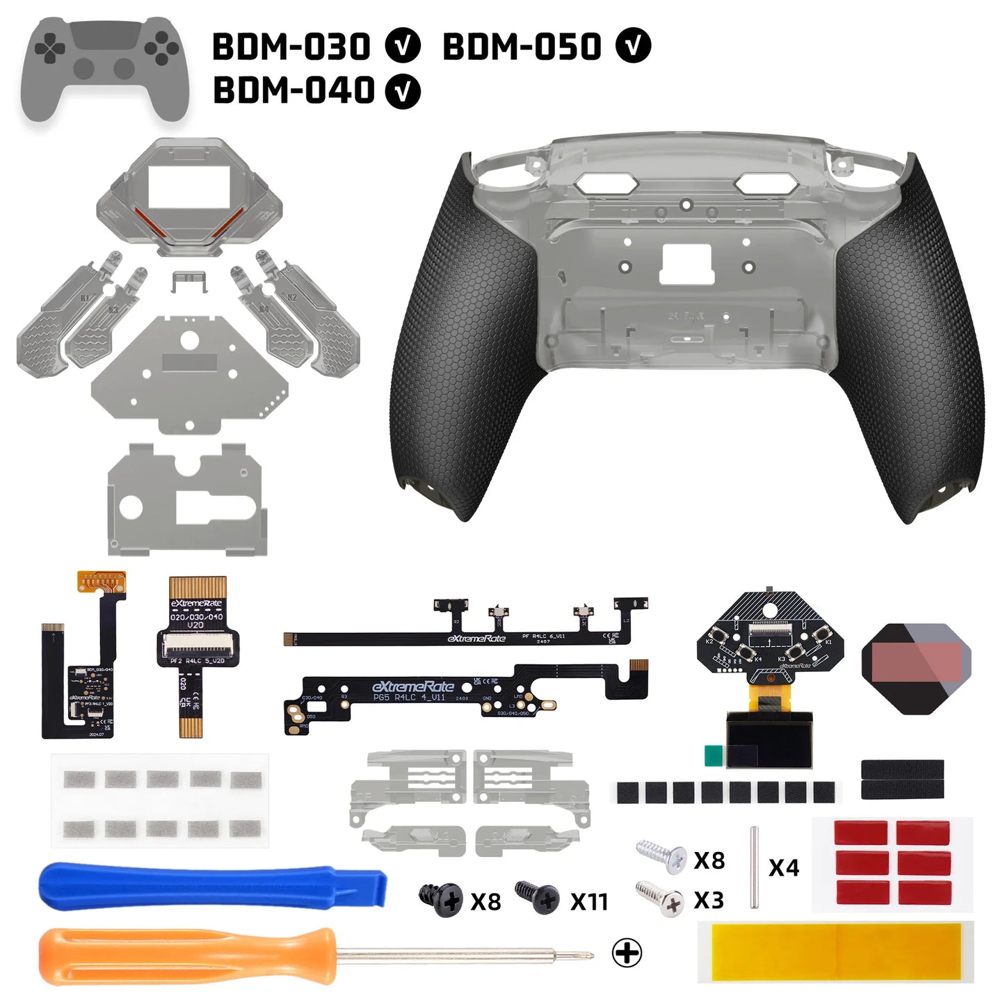 eXtremeRate SPARK Back Paddles Kit for ps5 Controller BDM-030 040 050 Models, Remappable 4 Back Buttons Set - Rubberized Black