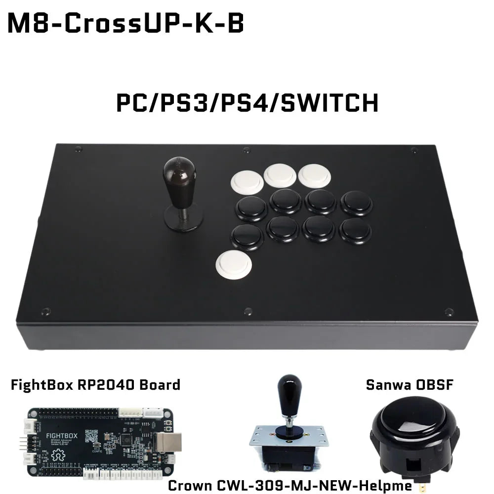 FightBox M8-CrossUP Hitbox Sanwa/Korean Joystick Arcade Game Controller for PC/PS/SWITCH