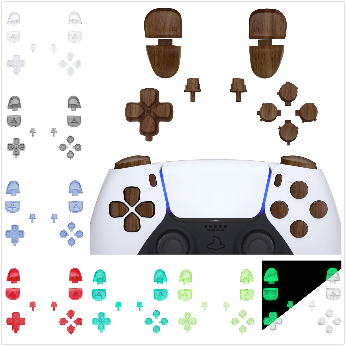 eXtremeRate Full Set Buttons Compatible with ps5 Controller BDM-030/040/050,  D-pad R1 L1 R2 L2 Share Options Face Button
