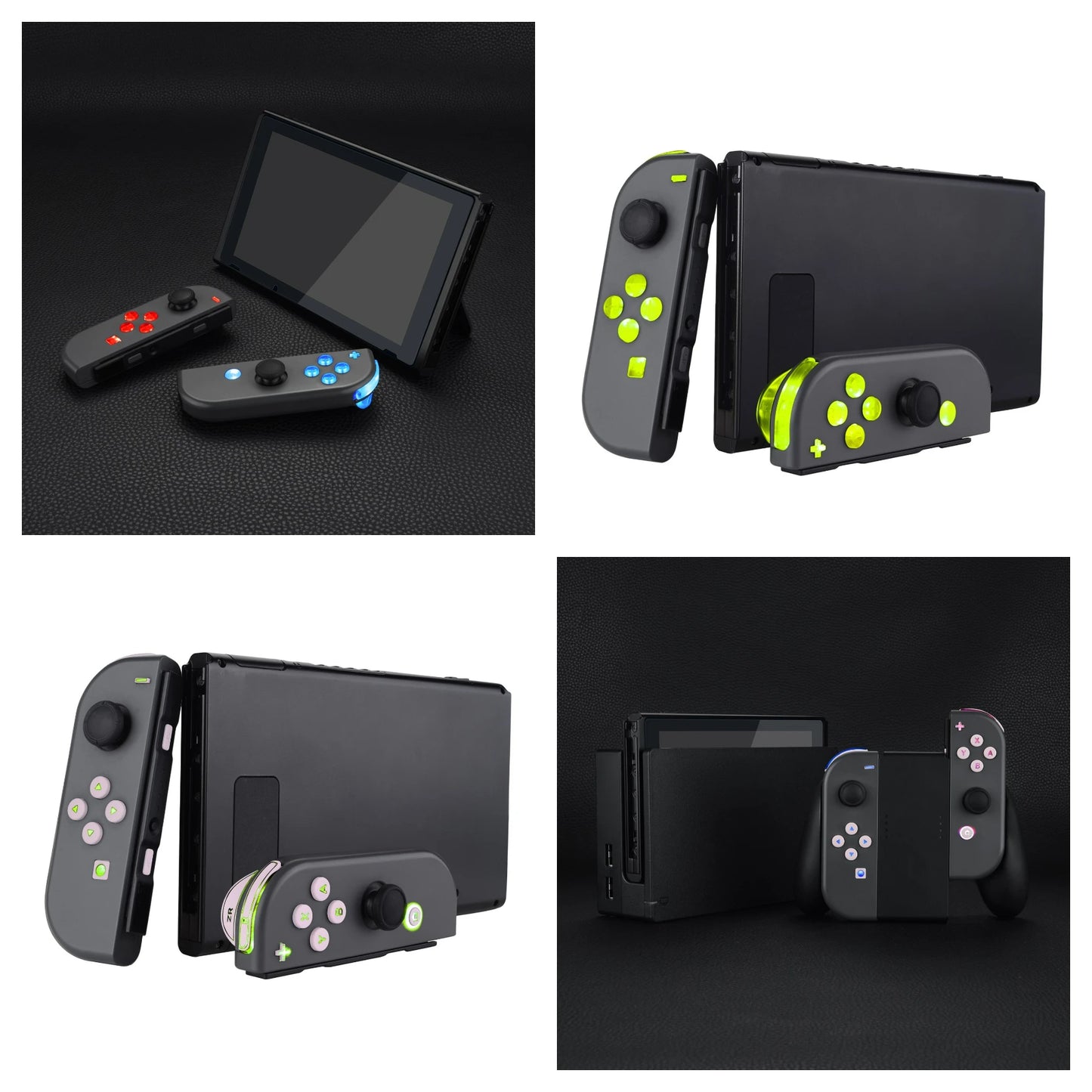 eXtremeRate 7 Colors 9 Modes DFS LED Kit Multi-Colors Luminated Classical Symbols Face Buttons for NS Switch & OLED JoyCon