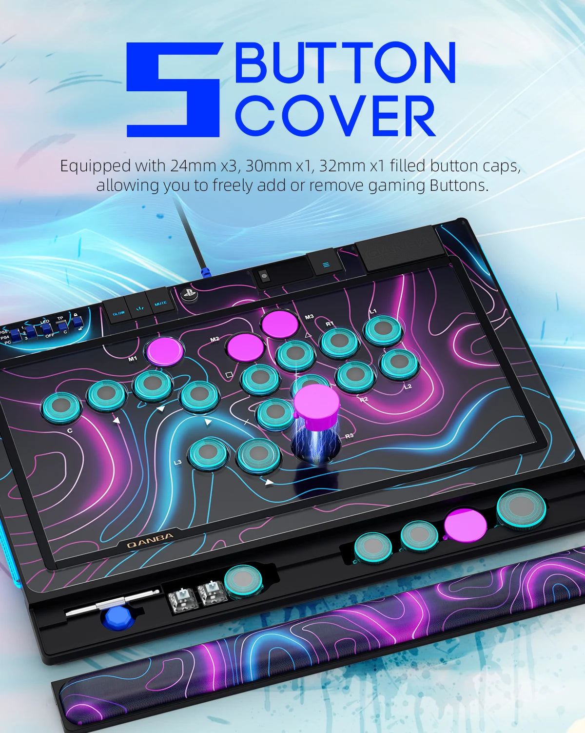 QANBA SAPPHIRE S1 Leverless Arcade Controller For PC/PS5/PS4