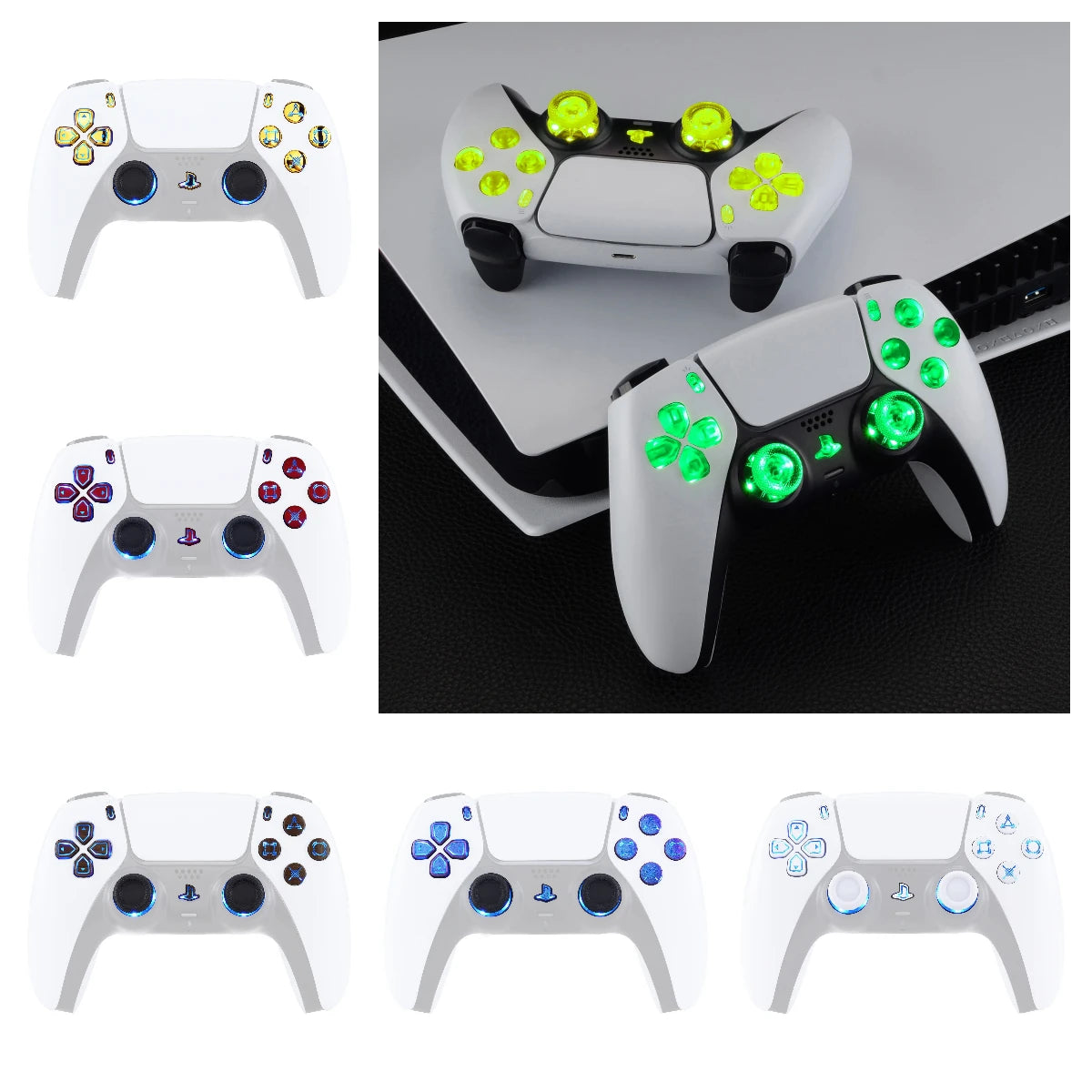 eXtremeRate 7 Colors 9 Modes Luminated Dpad Thumbsticks Share Home Face Buttons for ps5 Controller BDM-030 & BDM-040 & BDM-050