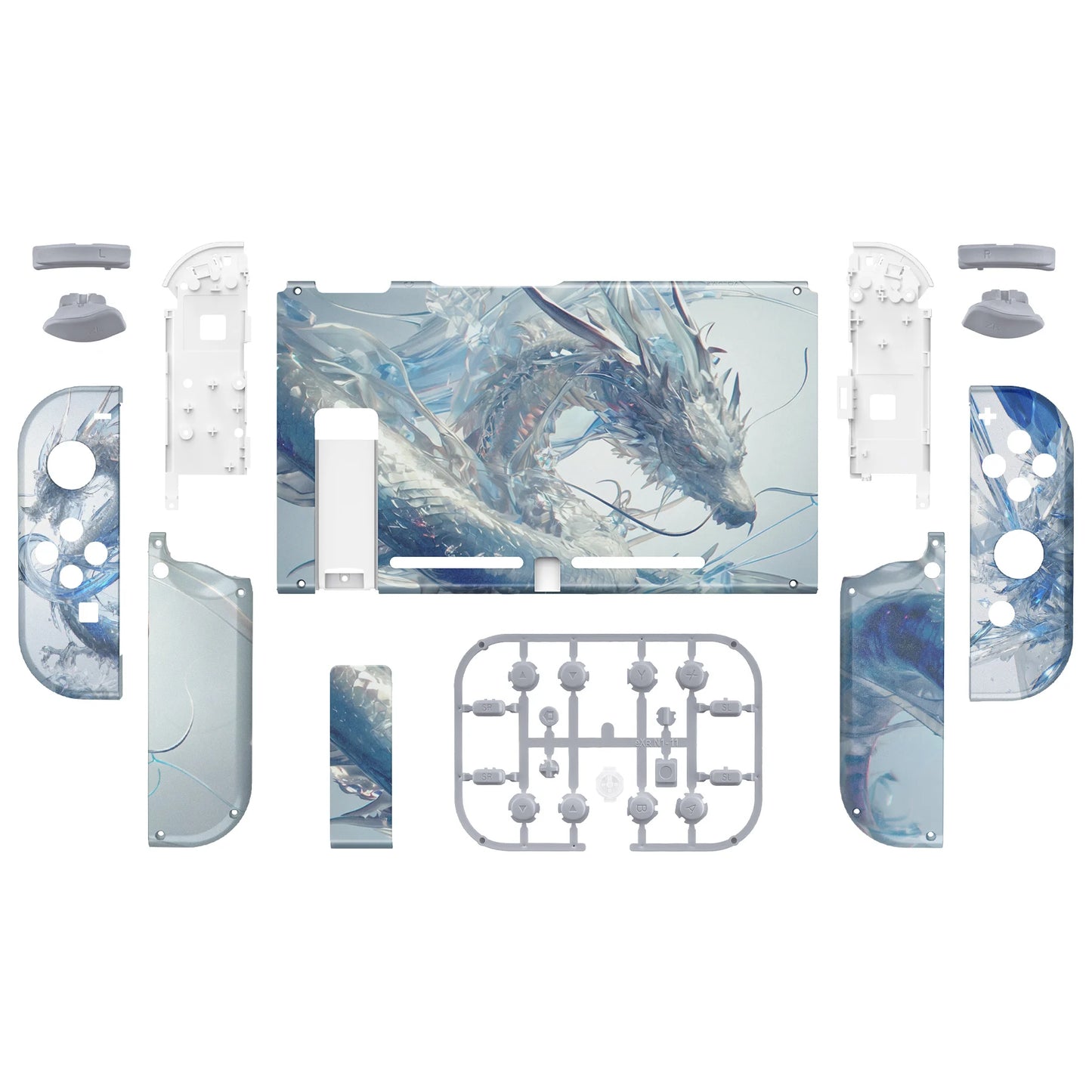 eXtremeRate Custom Patterned Console Back Plate Housing Shell with Full Set Buttons for Nintendo Switch
