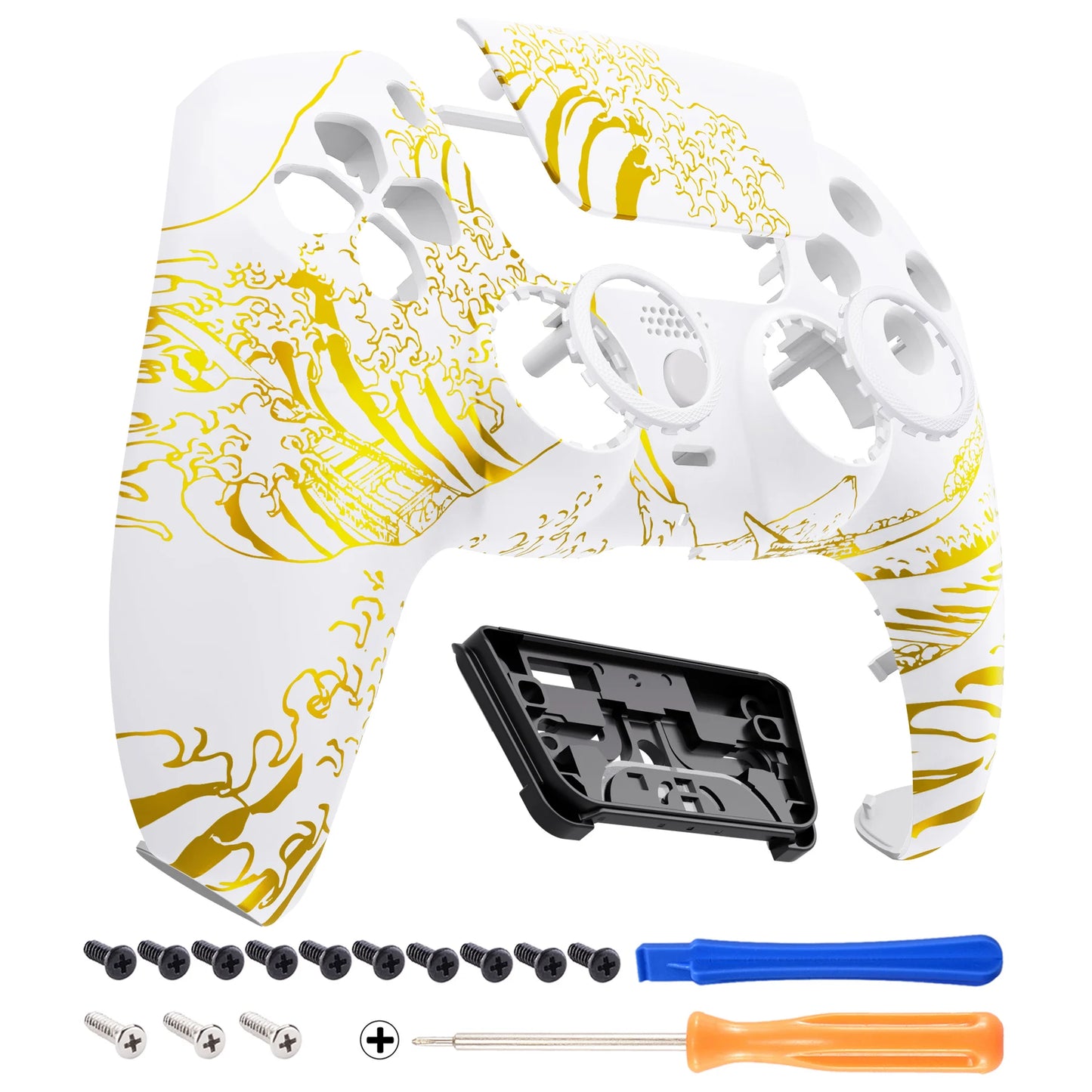 eXtremeRate LUNA Redesigned Replacement Front Shell Touchpad For ps5 Controller BDM-010/020/030/040/050 -The Great Wave
