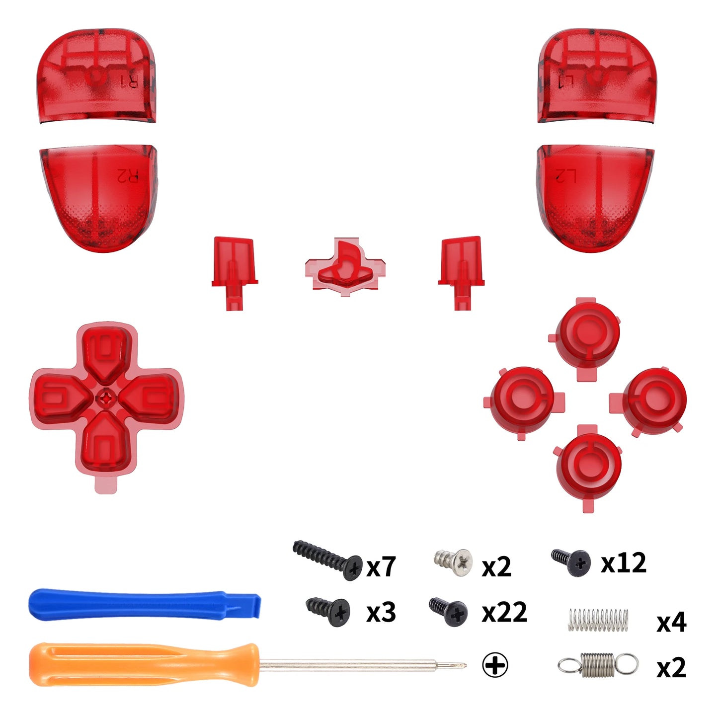 eXtremeRate Replacement Clear Full Set Buttons for ps5 Edge Controller