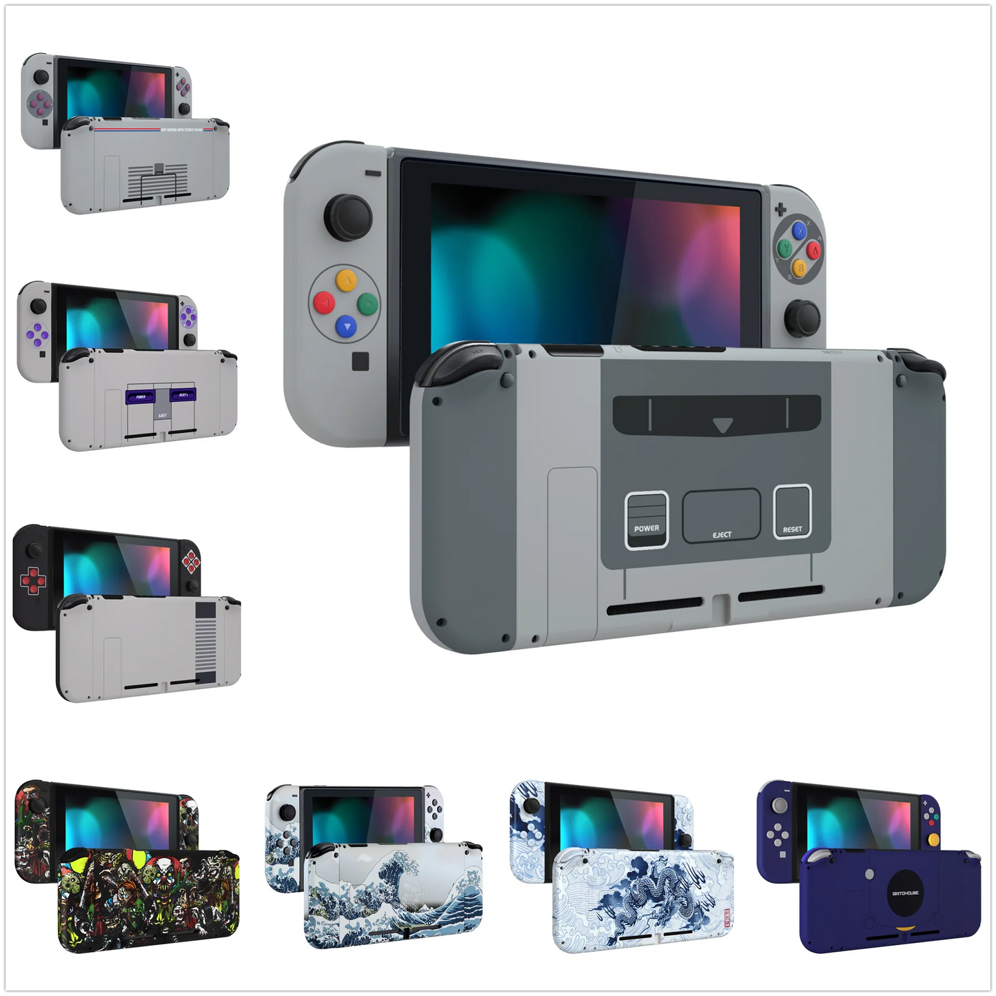 eXtremeRate Custom Patterned Console Back Plate Housing Shell with Full Set Buttons for Nintendo Switch