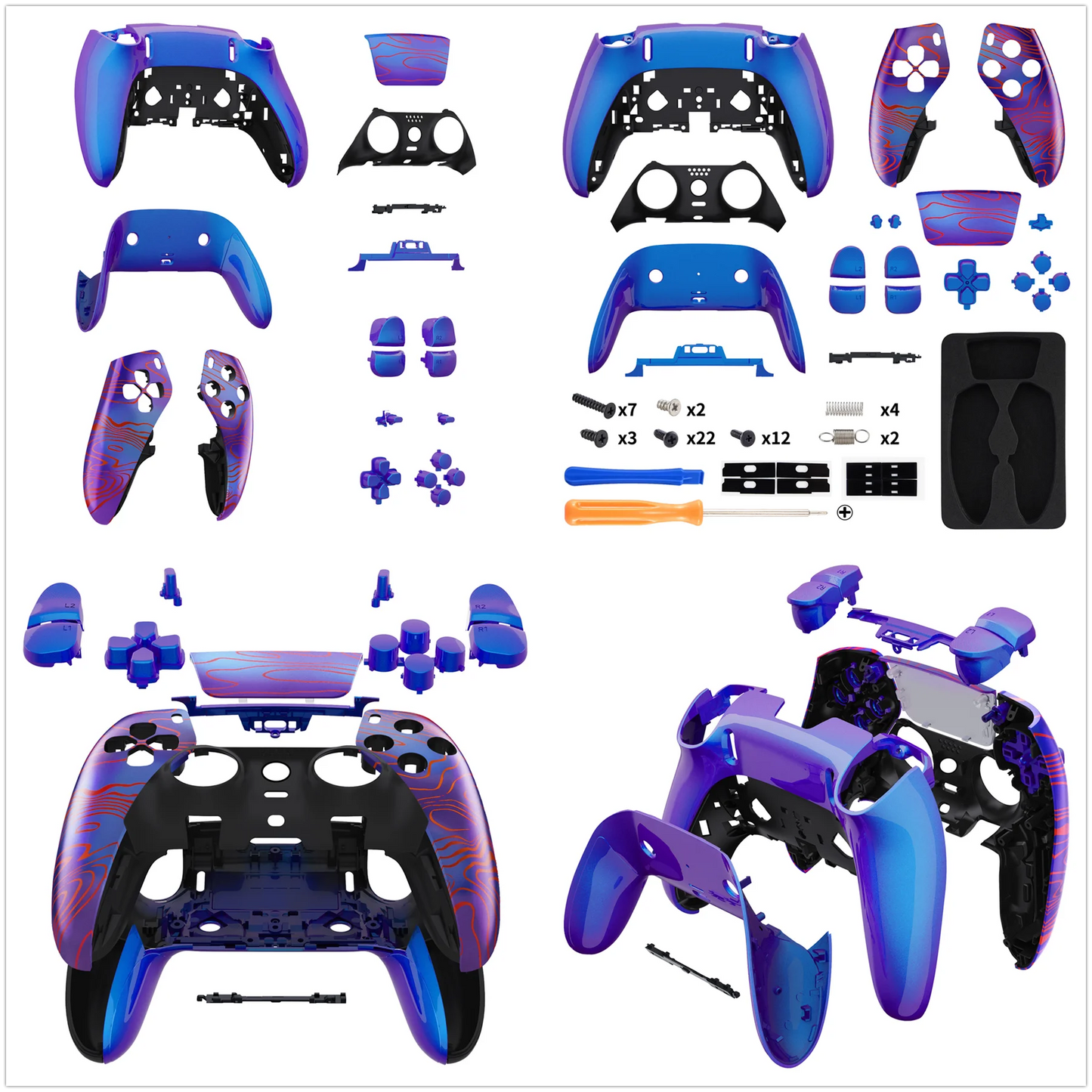 eXtremeRate Full Set Housing Shell with Buttons Touchpad Cover for ps5 Edge Controller - Patterned Series