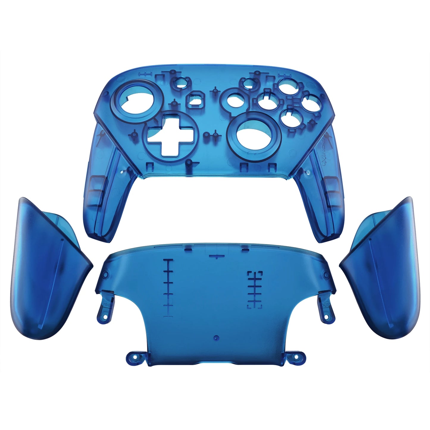 eXtremeRate Full Set Housing for NS Switch Pro Controller, Faceplate Backplate with Handles - Transparent & Single Seires