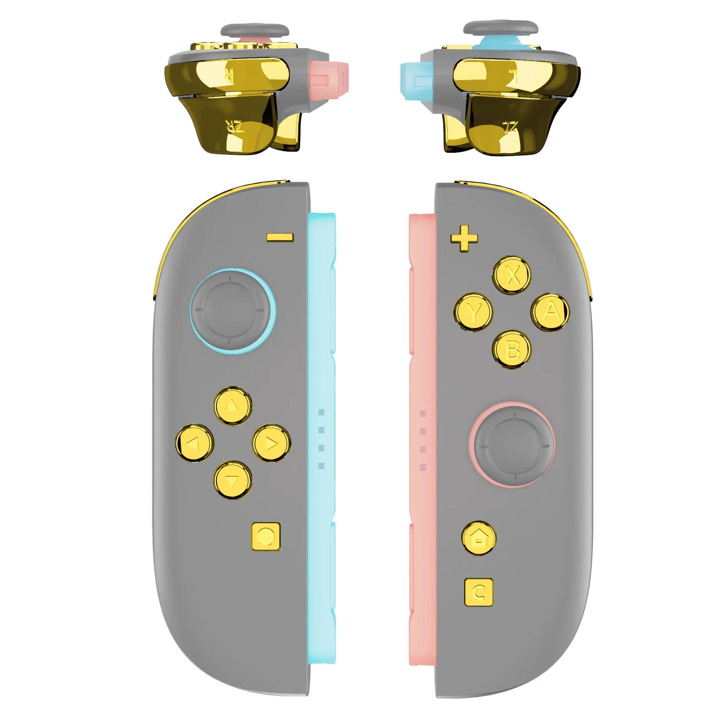 eXtremeRate DIY Replacement Chrome Full Set Buttons for Nintendo Switch 2 for Joycon 2
