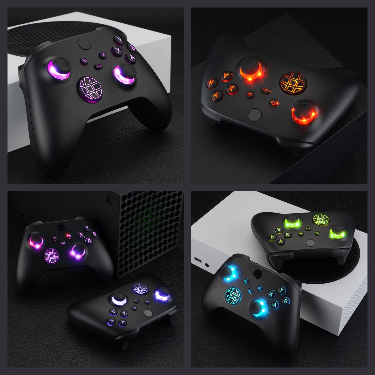 eXtremeRate Multi-Colors Luminated DTF V2 LED Kit for Xbox Series X/S Controller Model 1914, D-pad Thumbsticks Buttons