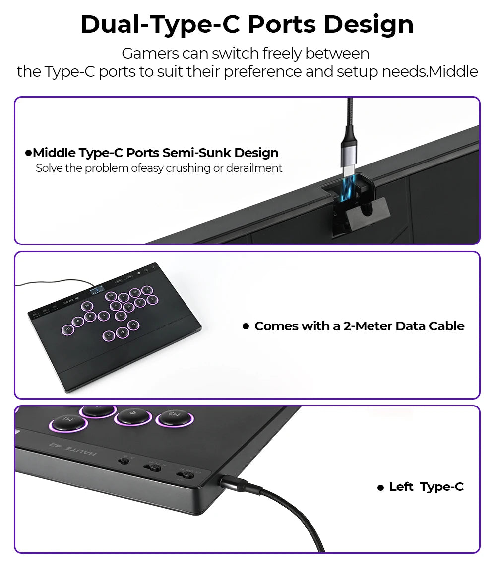 Haute42 W-P1 Wired/2.4G Wireless Hitbox Leverless Controller For PC/PS5/Switch