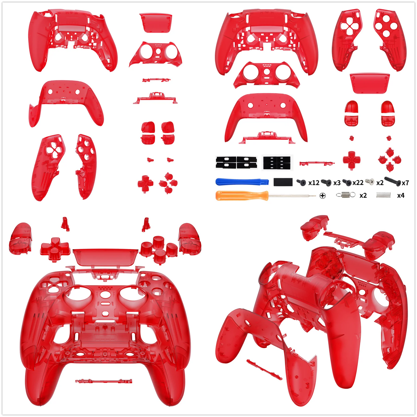 eXtremeRate Black Full Set Housing Shell with Buttons Touchpad Cover for ps5 Edge Controller - Single & Transparent Series