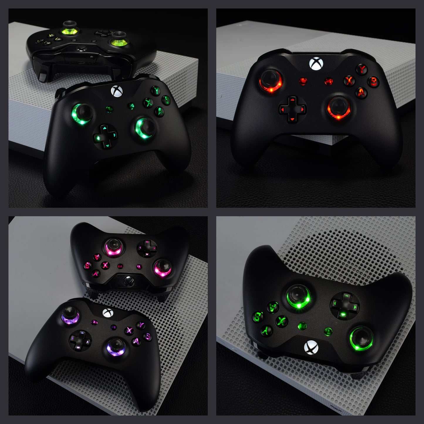 eXtremeRate Multi-Colors Luminated (DTF) LED Kit for Xbox One Standard Xbox One S / X Controller, D-pad Thumbstick ABXY Buttons