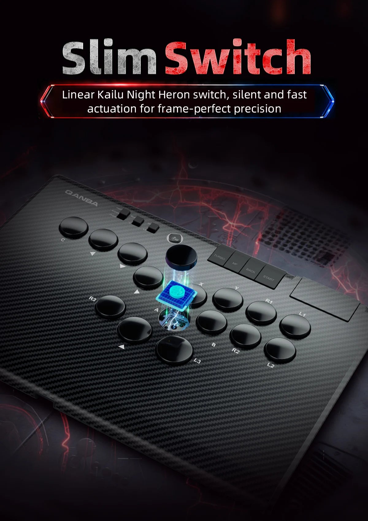 Qanba Ruby Wireless  Leverless Gaming Controller For PC/Steam/Android