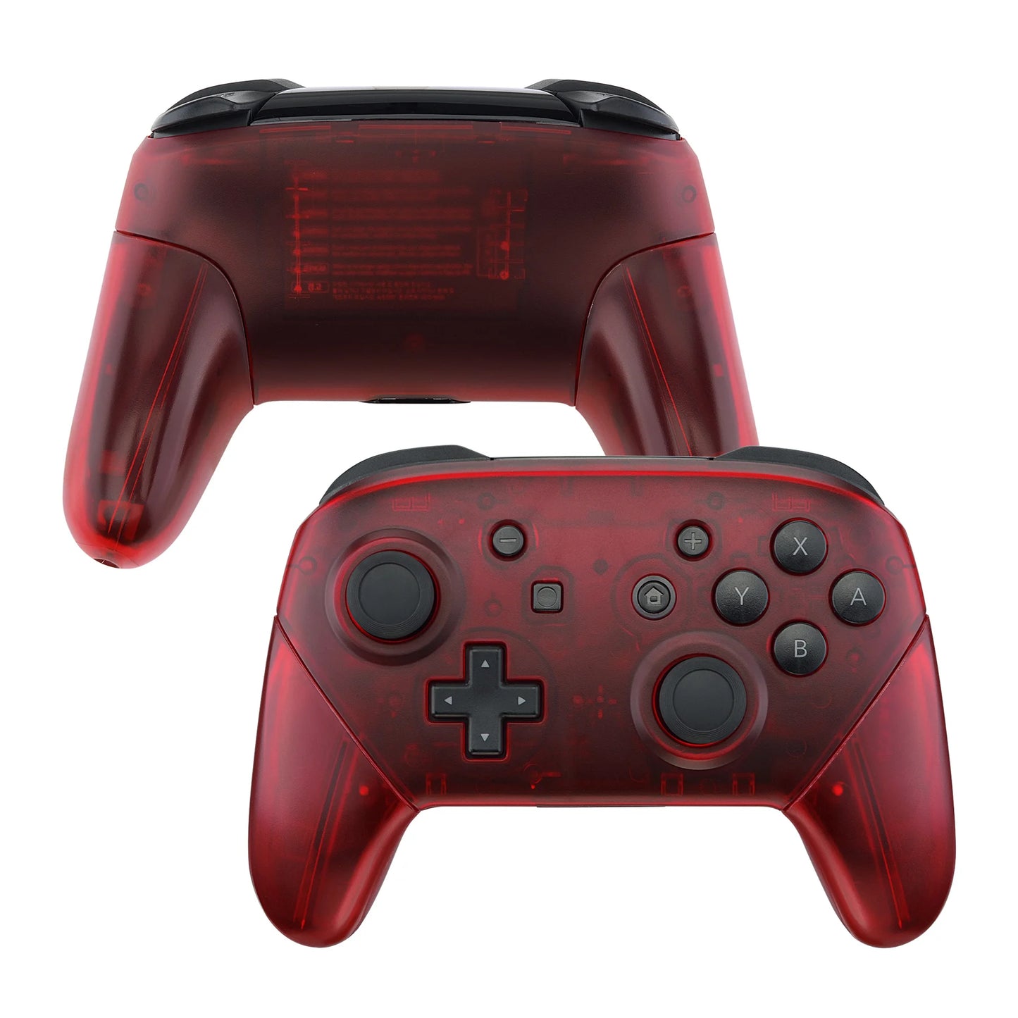 eXtremeRate Full Set Housing for NS Switch Pro Controller, Faceplate Backplate with Handles - Transparent & Single Seires