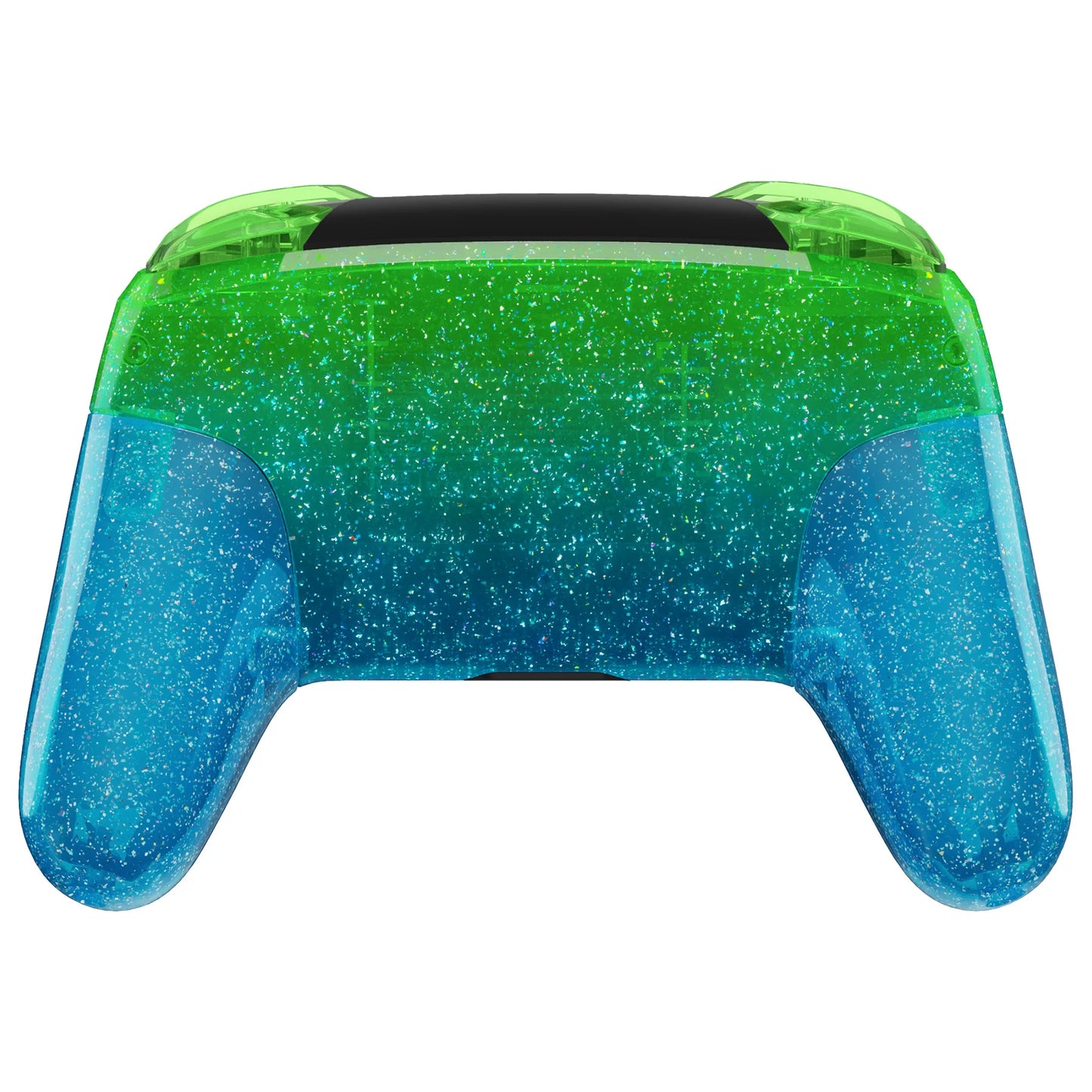 For Nintendo Switch Pro Controller eXtremeRate DIY Replacement Housing Shell - Glitter Gradient Translucent Green Blue