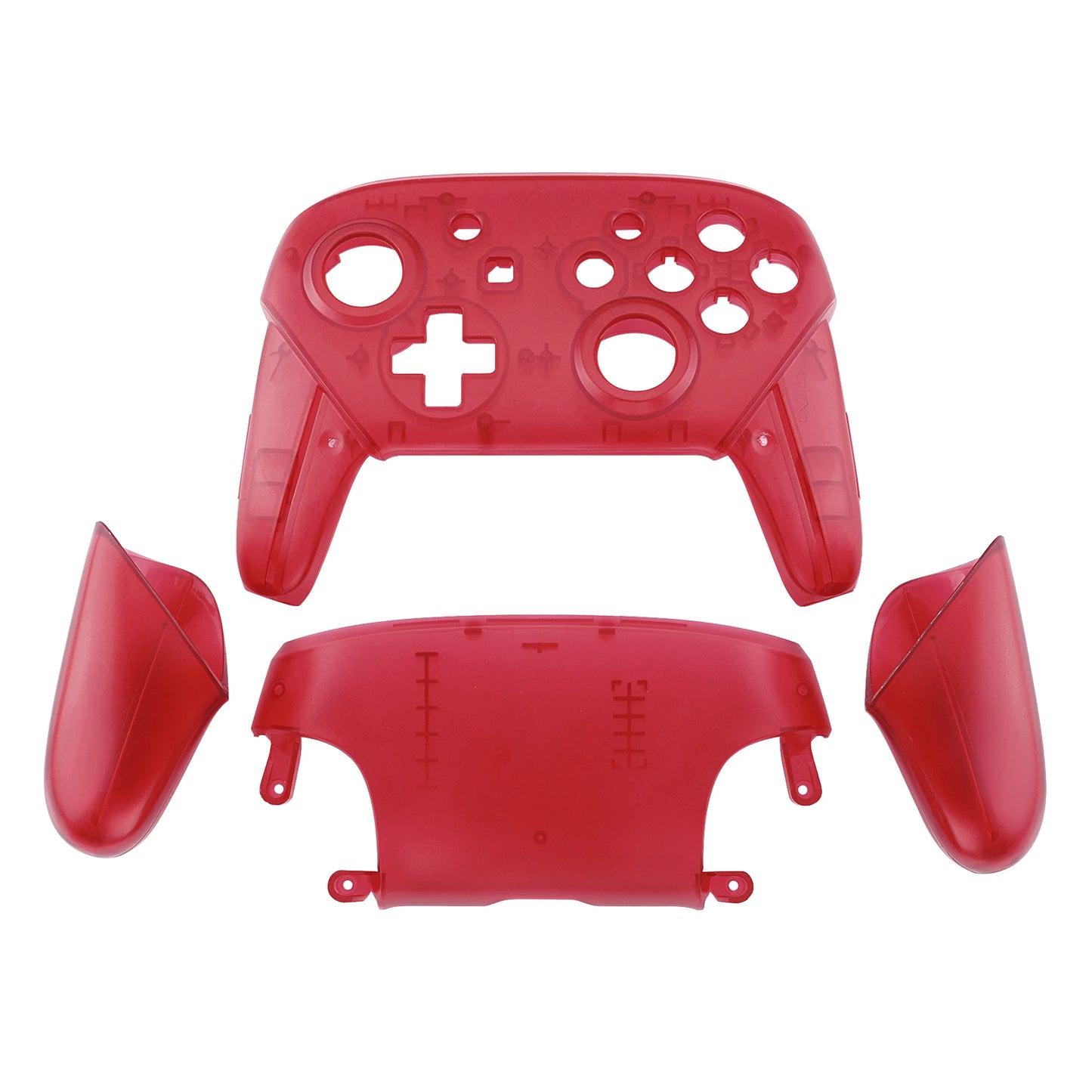 eXtremeRate Full Set Housing for NS Switch Pro Controller, Faceplate Backplate with Handles - Transparent & Single Seires