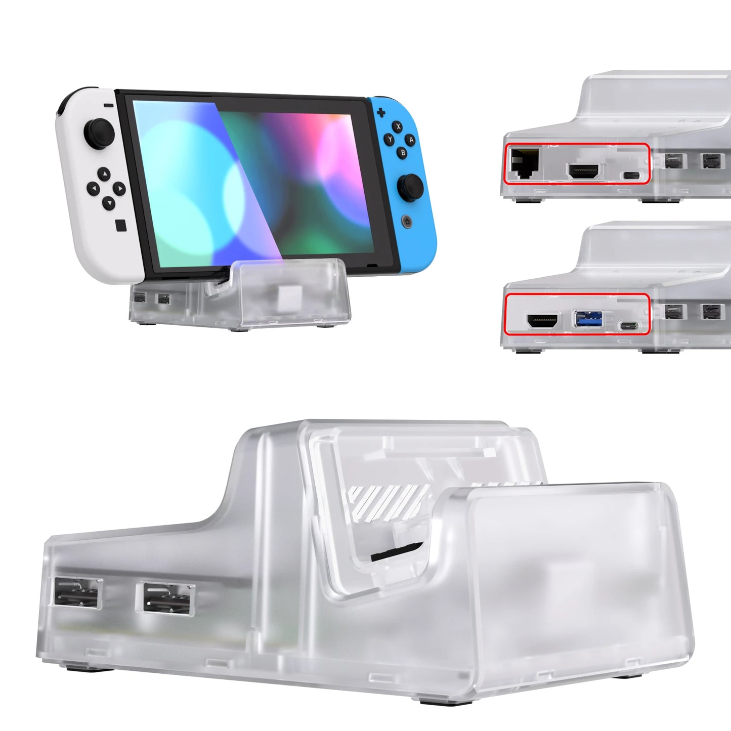 eXtremeRate AiryDocky DIY Kit Replacement Case for Nintendo Switch Dock, Portable Mini Dock Shell Cover for Nintendo Switch OLED