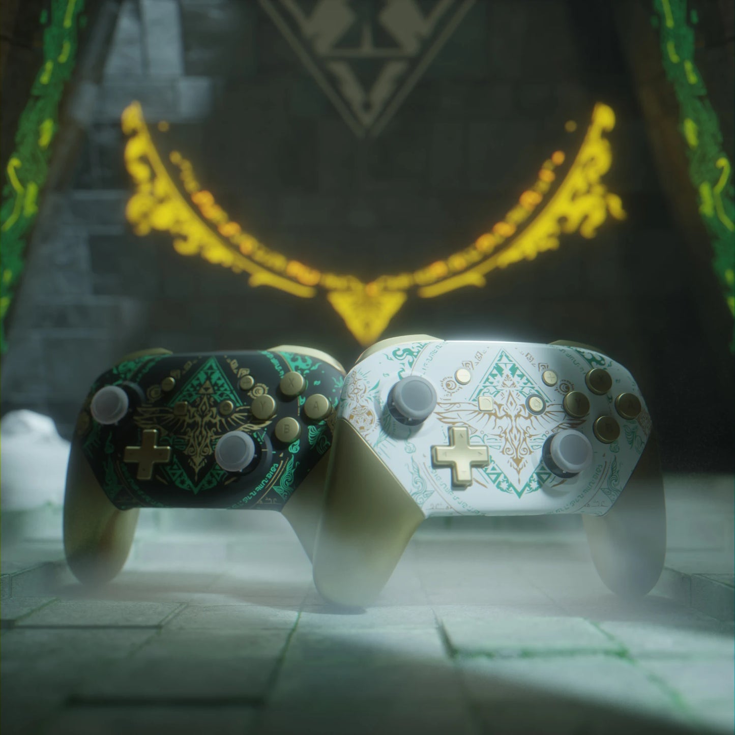 eXtremeRate Replacement Housing Shell with Buttons for Nintendo Switch Pro - Totem of Kingdom (Glow in Dark)