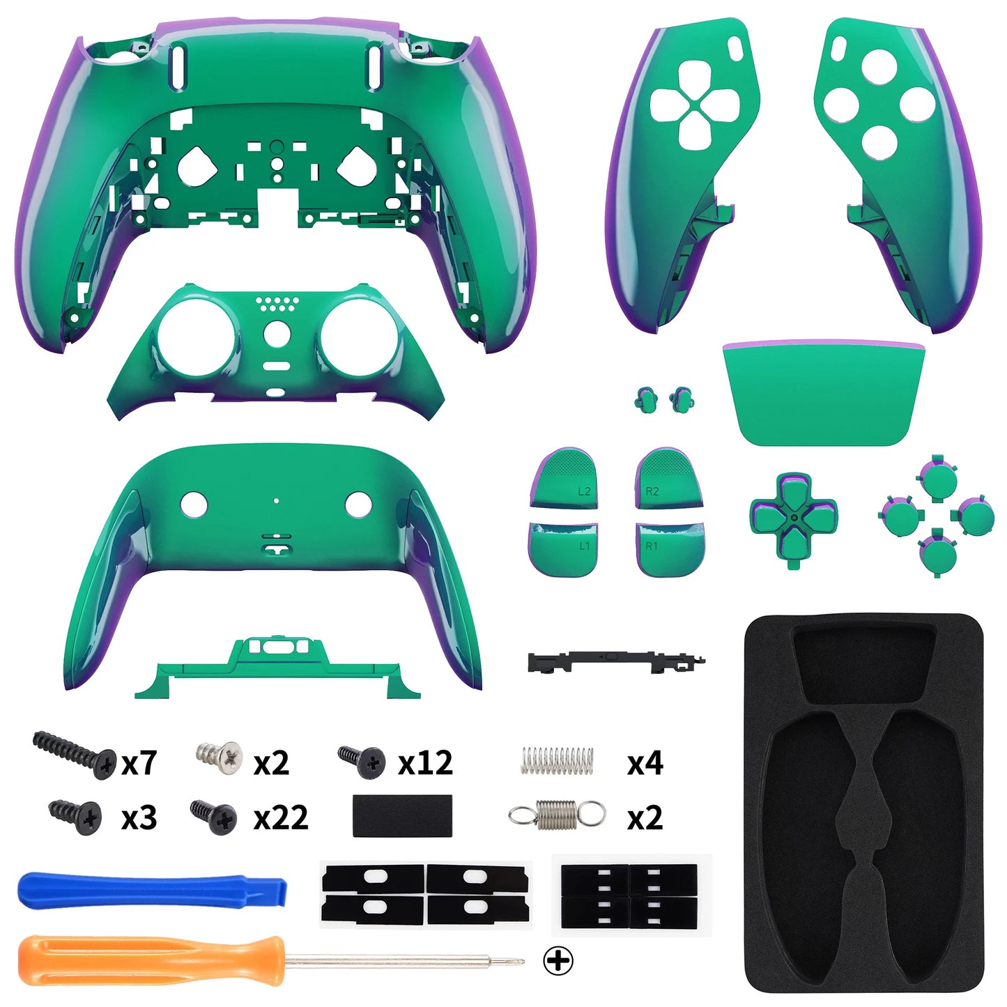 eXtremeRate Black Full Set Housing Shell with Buttons Touchpad Cover for ps5 Edge Controller - Single & Transparent Series