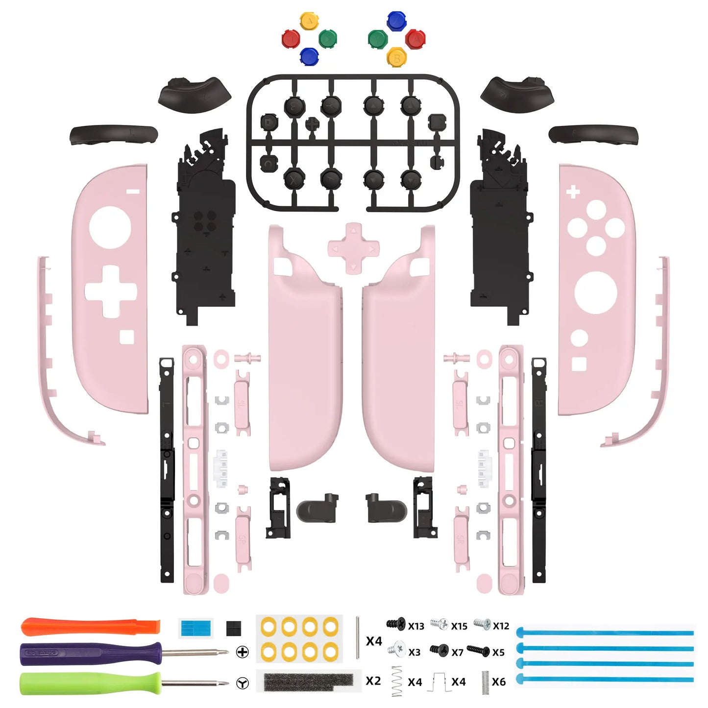 eXtremeRate DIY Replacement Housing (D-Pad Ver) Buttons for Joycon 2, Decorative Strips & Middle Bracket for Nintendo Switch 2