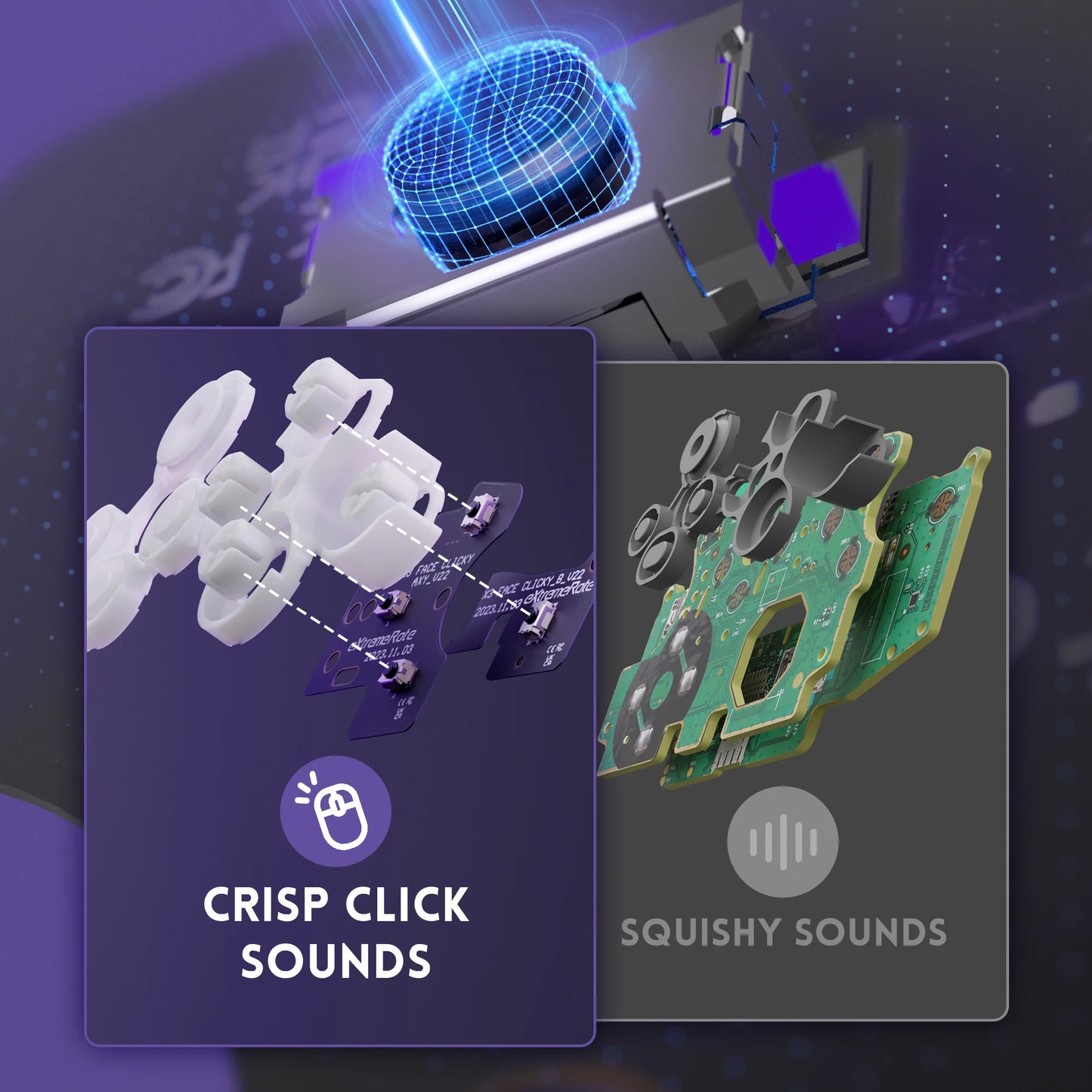 eXtremeRate Clicky Kit V2 for Xbox Core (Xbox Series X|S) / Xbox One S/X Controller, ABXY Keys Mouse Action Buttons Clicky Kit